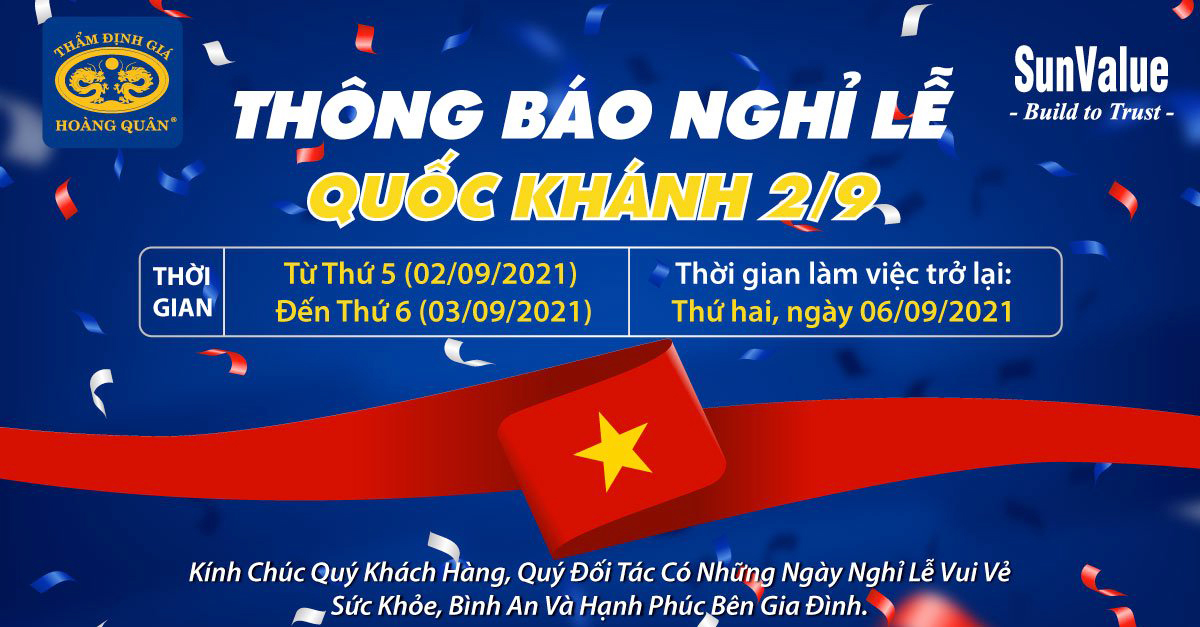 THÔNG BÁO NGHỈ LỄ QUỐC KHÁNH (2/9)